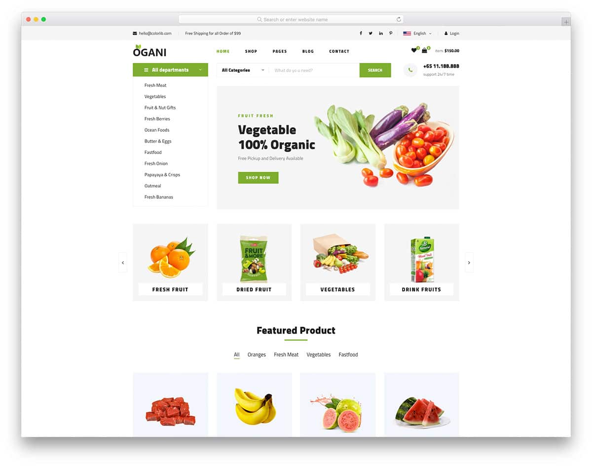 Ogani Organic Food Website HTML Template DesignHooks