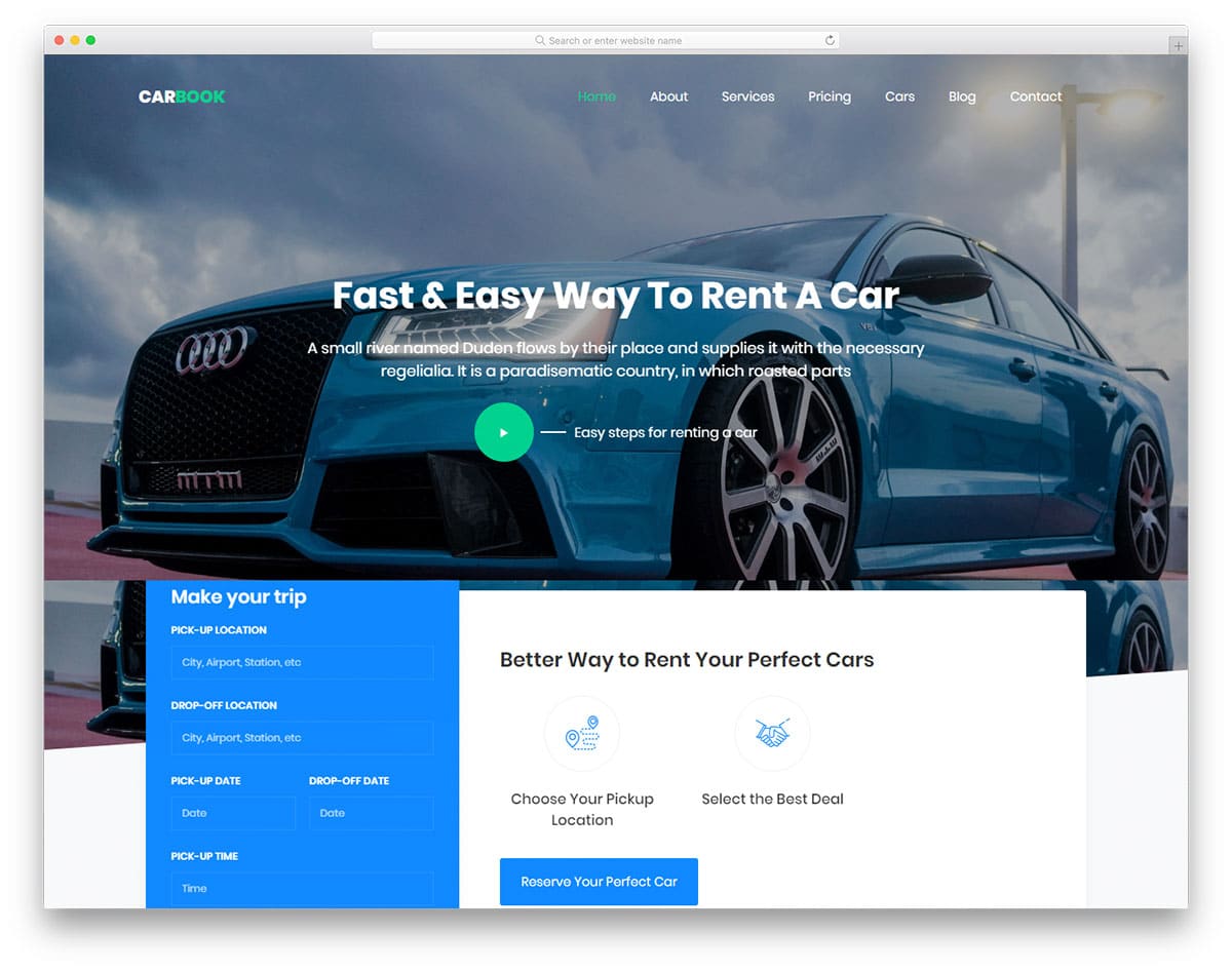 Carbook - Car/Taxi Rental Website HTML Template - DesignHooks
