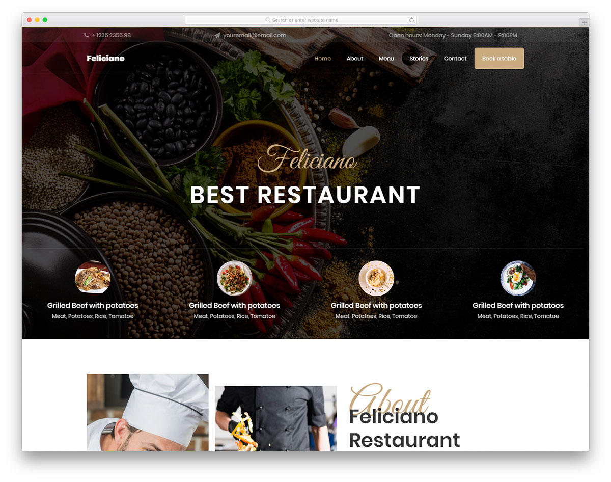 Feliciano - Restaurant Website HTML Template - DesignHooks