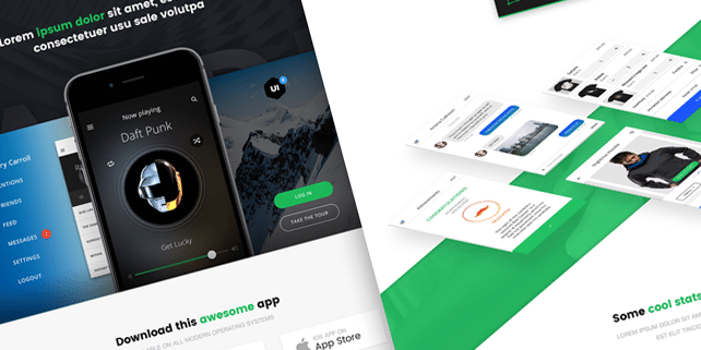 Landr – app presentation PSD template
