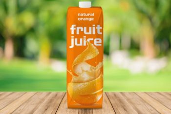Free Fruit Juice Box PSD Mockup