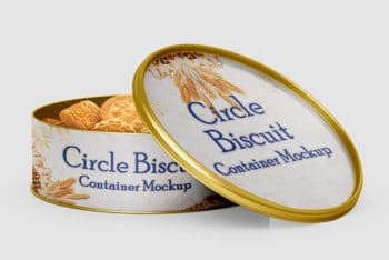 Circle Biscuit and Cookies Tin Container Mockups