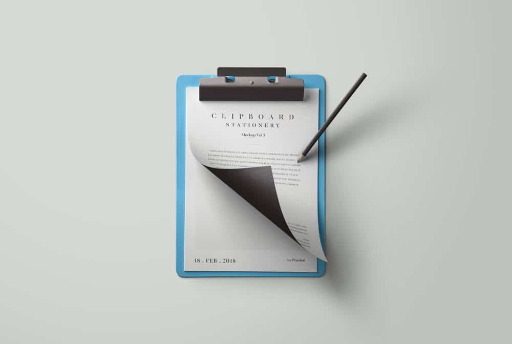 Download Blue Clipboard with Stationary Mockup - DesignHooks