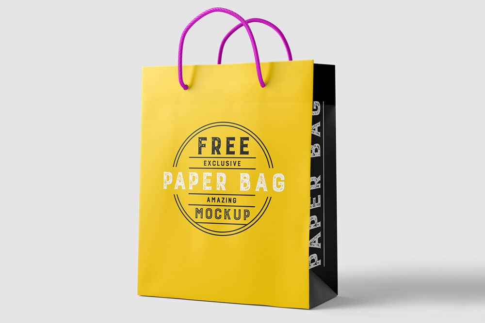 free paper bag mockup