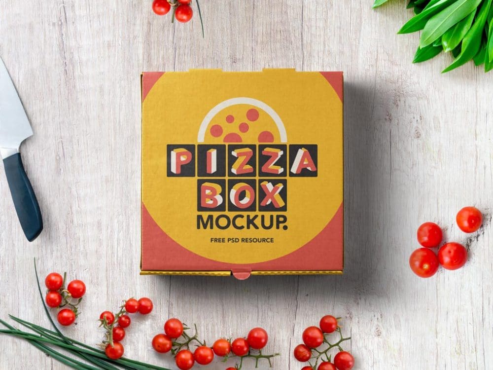 Artsy Pizza Box Free Mockup
