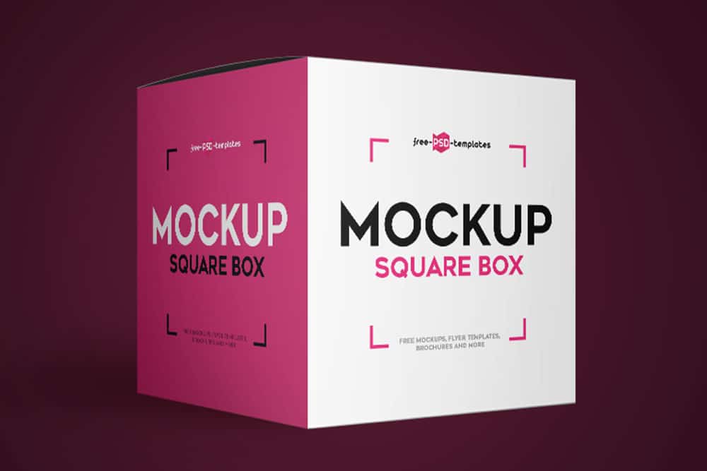 Free Square Box PSD Mockup
