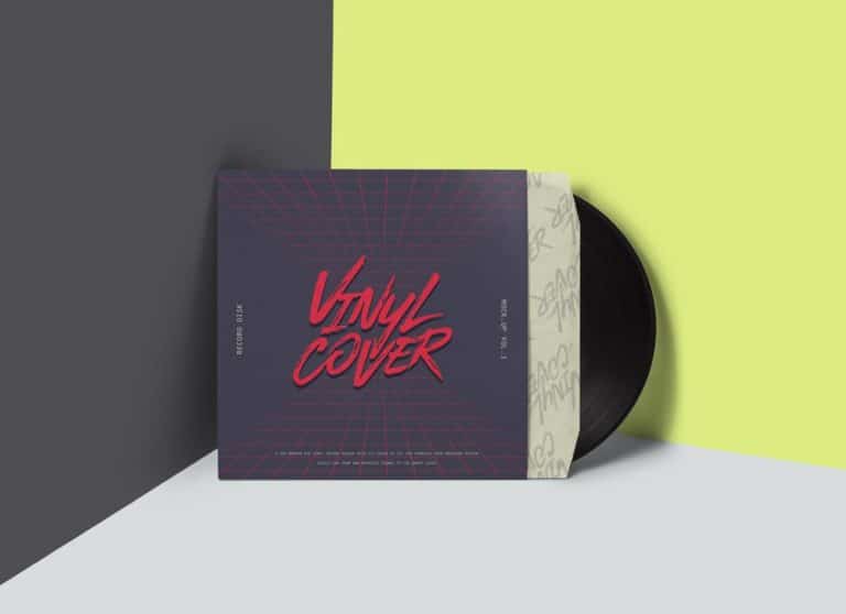 Vinyl Record Cover Free Mockup (Black and Yellow) Design
