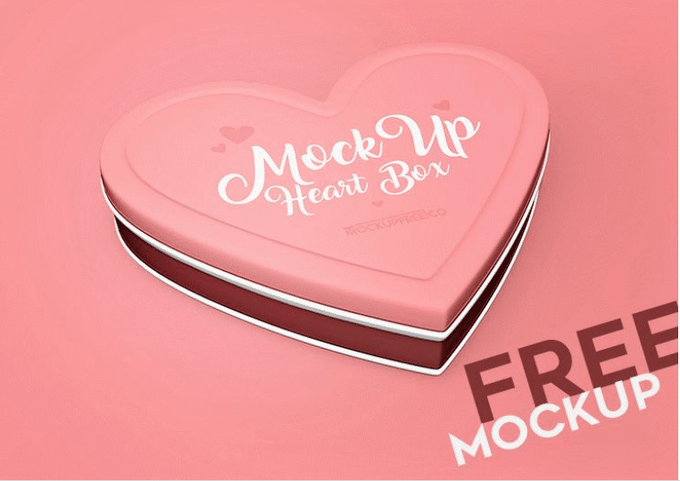 Heart Shaped Box PSD Mockup Design
