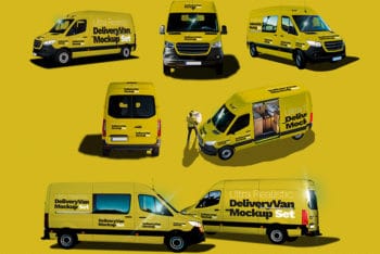 Free Ultra Realistic Delivery Van Mockup Set