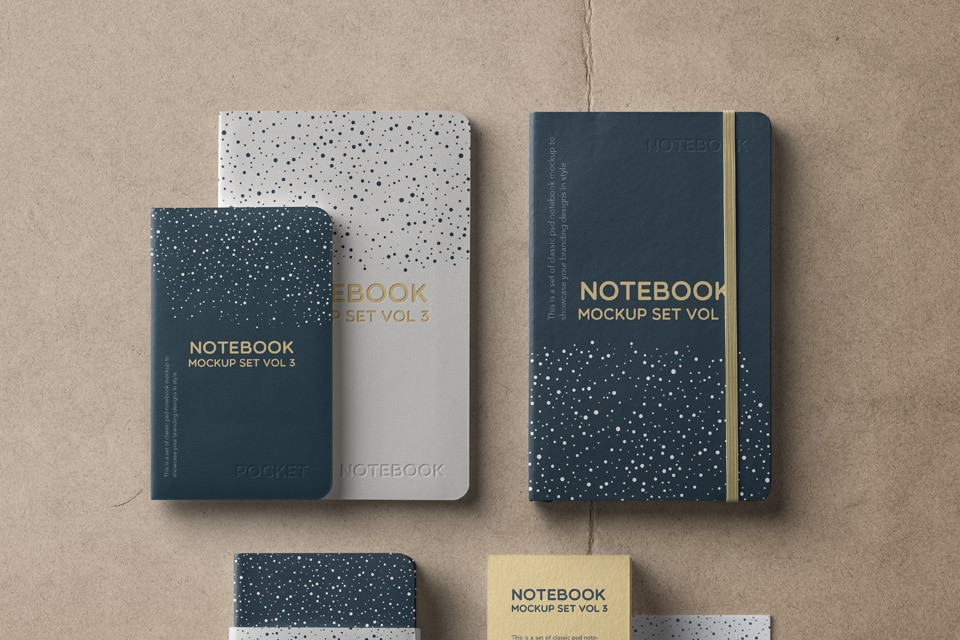 Download Free Notebook PSD Mockup (Complete Set) - DesignHooks