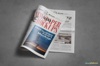 Free Tabloid Newspaper Mockup in PSD