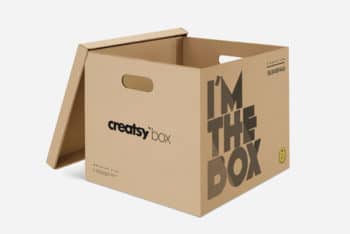 Cardboard Made Packing Box PSD Mockup