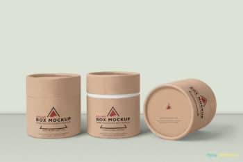 Round Box PSD Mockup for Free