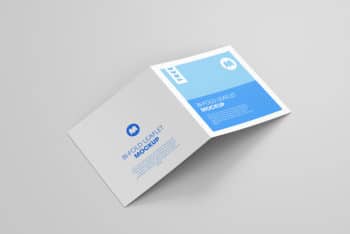 Square Shaped Bi-Fold Leaflet PSD Mockup