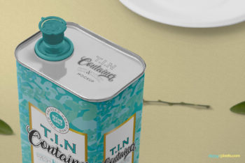 Useful Tin Container PSD Mockup