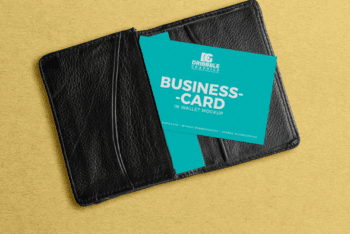Busienss Card in Wallet PSD Mockup for Commercial Purposes