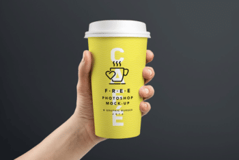 Hand Held Coffee Cup PSD Mockup Scene