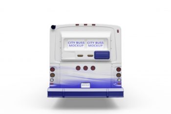 Free Rear View Bus Mockup in PSD