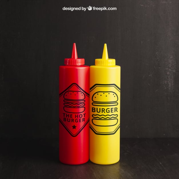 Download Free Ketchup Plus Mustard Mockup in PSD - DesignHooks