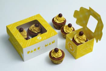 Cupcake Boxes Mockup in PSD