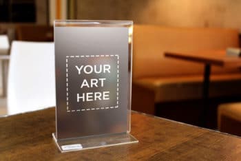 Free Acrylic Table Standee Mockup