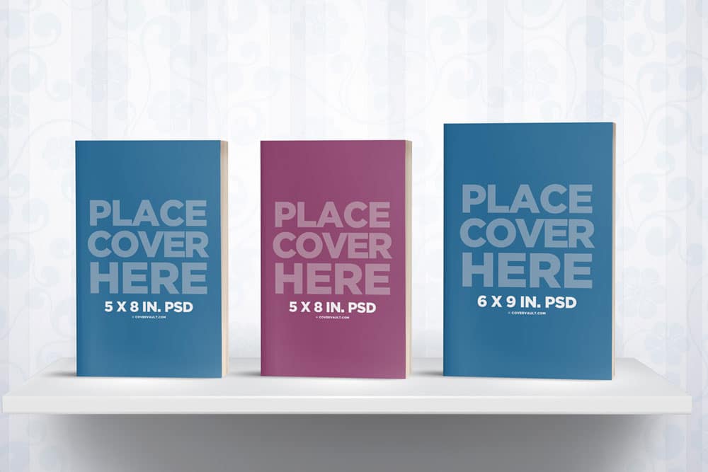 A Free Set Of Book Cover Mockup On A Bookshelf Designhooks