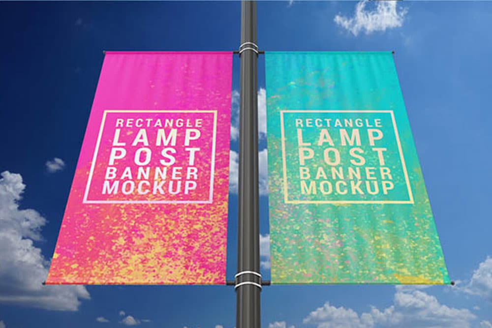 free lamp post banner mockup