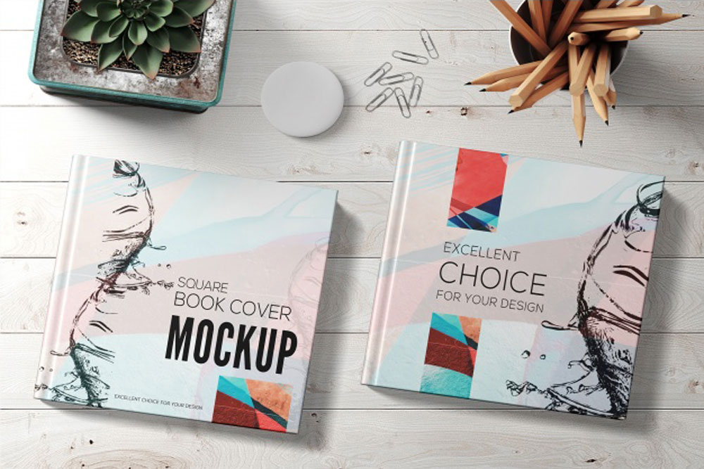 Download Download This Free Square Book Mockup in PSD - Designhooks