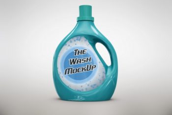 Free Plastic Detergent Container Mockup in PSD