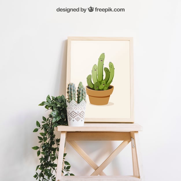 Download Free Simple Frame Plus Cactus Mockup - DesignHooks