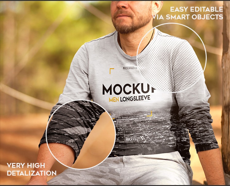Download Long Sleeve Men T-shirt PSD Mockup Free Download - DesignHooks