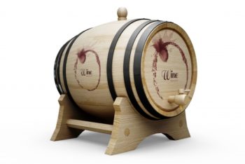 Free Realistic Wine Barrel Mockup in PSD