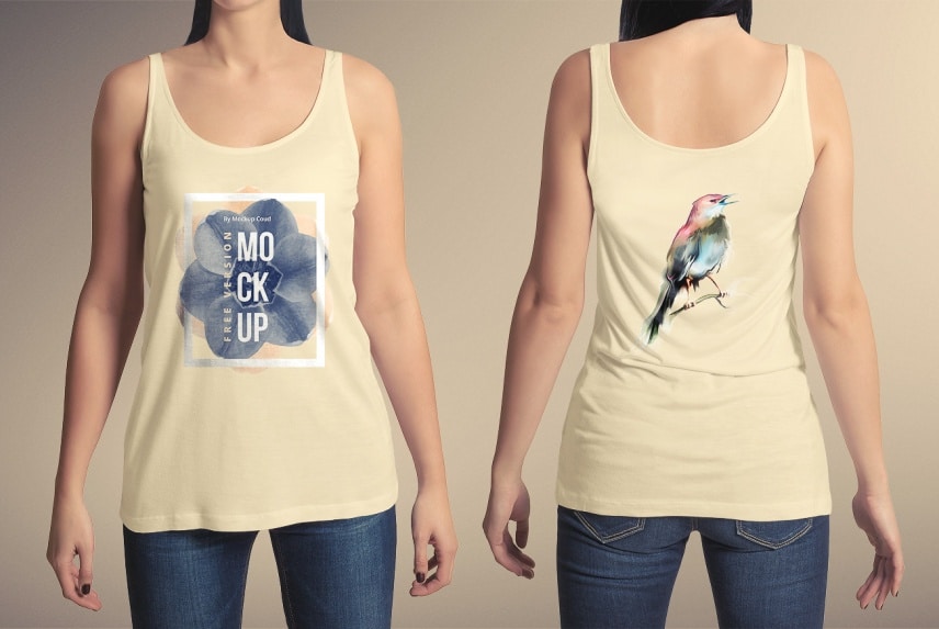 Download Sleeveless Women T-shirt PSD Mockup Download for Free - DesignHooks