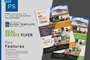 Real Estate Flyer PSD Mockup For Free