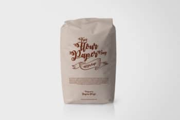 Free Flour Paper Bag Mockup in PSD