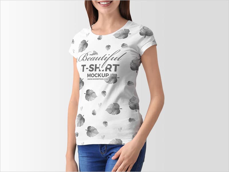 Download Free Women T-shirt PSD Mockup Download - DesignHooks