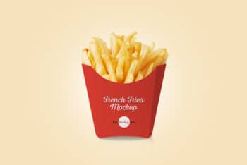 French Fry Box Package PSD Mockup Available With User-friendly Features