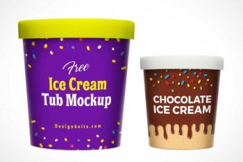 Free Ice Cream Bucket Mockup in PSD