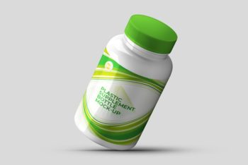 Free Plastic Supplement Bottle Mockup