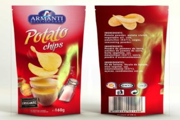 Useful & Customizable Potato Chips and Juice Package PSD Mockup