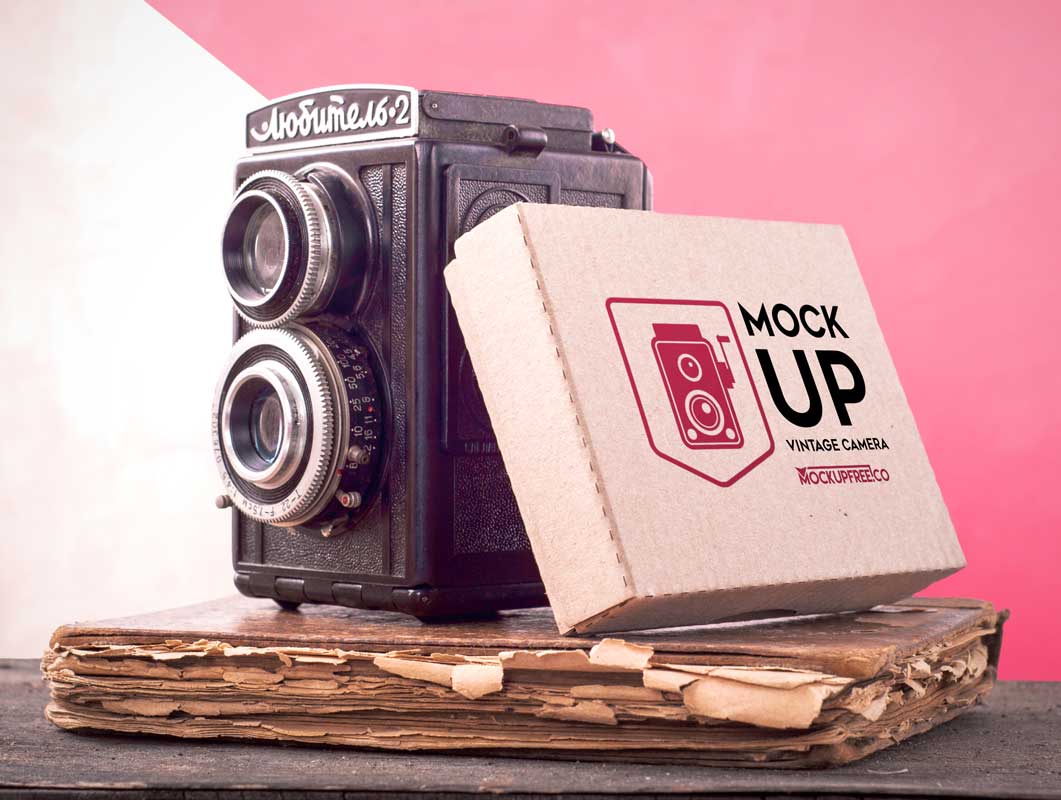 Download Free Vintage Camera Plus Box Mockup - DesignHooks