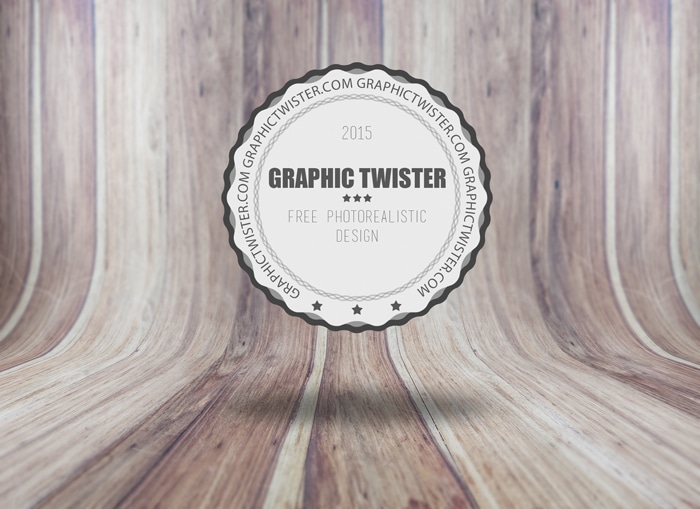 Floating Badge Plus Wood Background