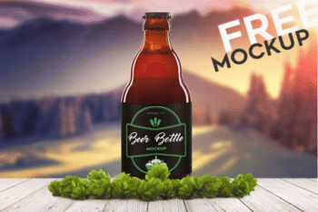 Print Ready Beer Bottle PSD Mockup
