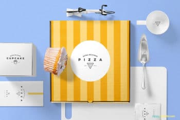 Free Pizza Packaging PSD Mockup
