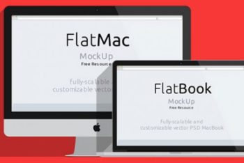 Flat iMac Plus MacBook Design Mockup Freebie