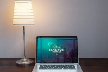 MacBook Pro Plus Lamp Mockup Freebie