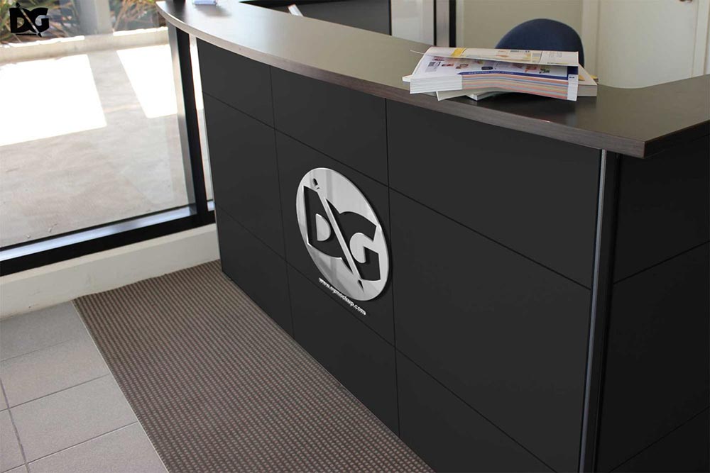 Download Download This Office Reception Logo Mockup in PSD - Designhooks