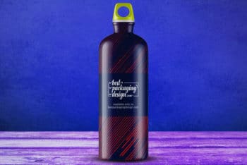 Sports Water Bottle Mockup with Carabiner