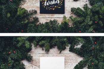 Free Blank Christmas Card Design Mockup in PSD