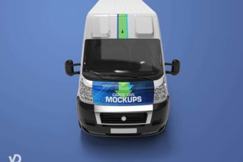 Free Customizable Delivery Cargo Van Mockup in PSD